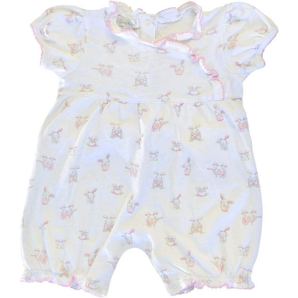 Kissy Kissy Baby Girls Short Sleeve Bunny Rabbit Print One Piece. 6-9 Months.